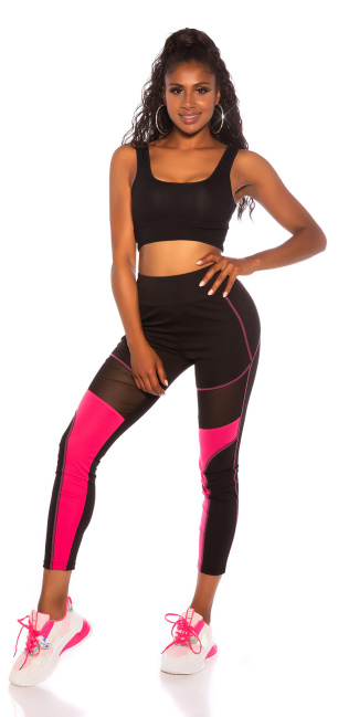 high waist leggings with mesh Pink